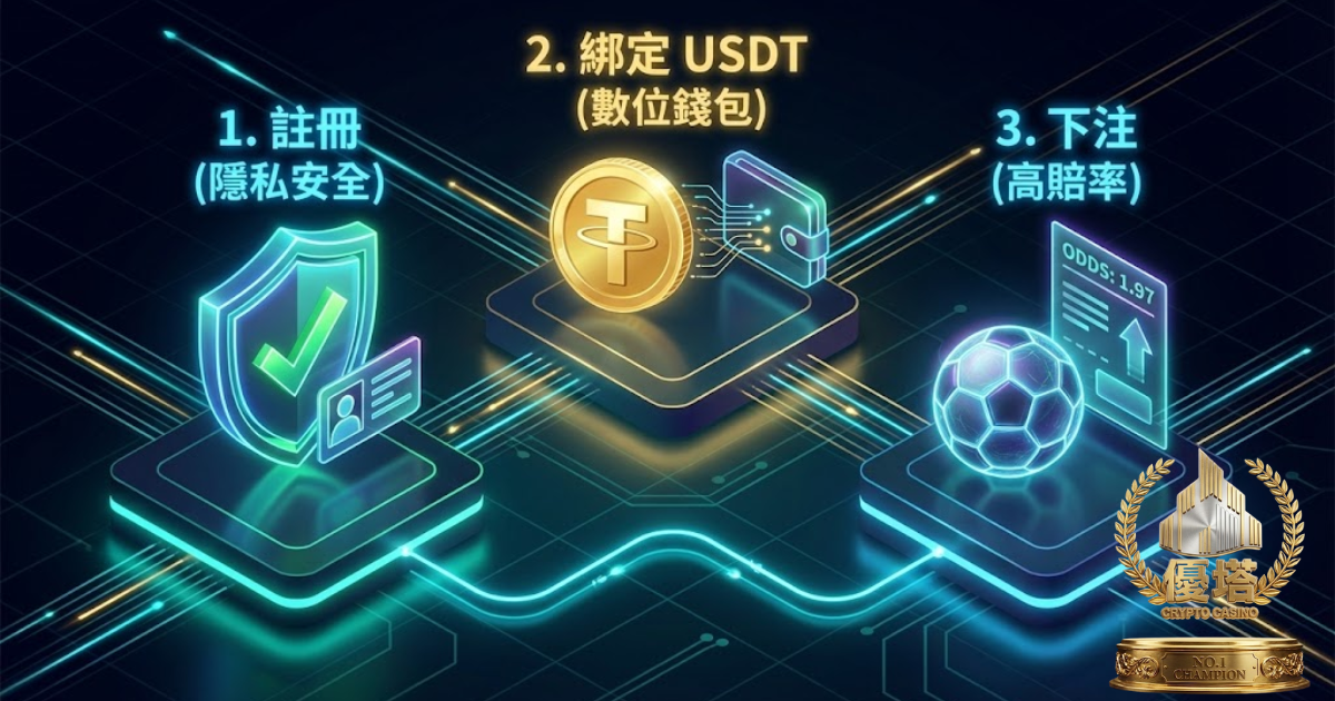 世足娛樂城註冊教學：優塔免實名認證、USDT綁定與世界盃下注流程圖